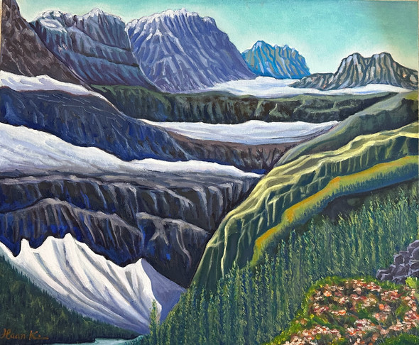 Glacier National Park A (Original Painting) Oil on Canvas 20x24 Framed by Han Mook Kim