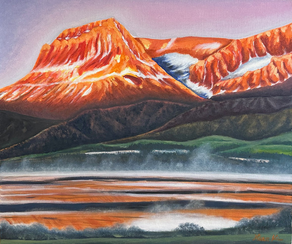 Glacier National Park B (Original Painting) Oil on Canvas 20x24 Framed by Han Mook Kim