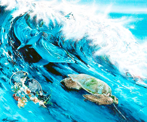 WAVE RIDERS (Original Painting) Oil on Linen, 30 x 36 Unframed by Susan Andreasen