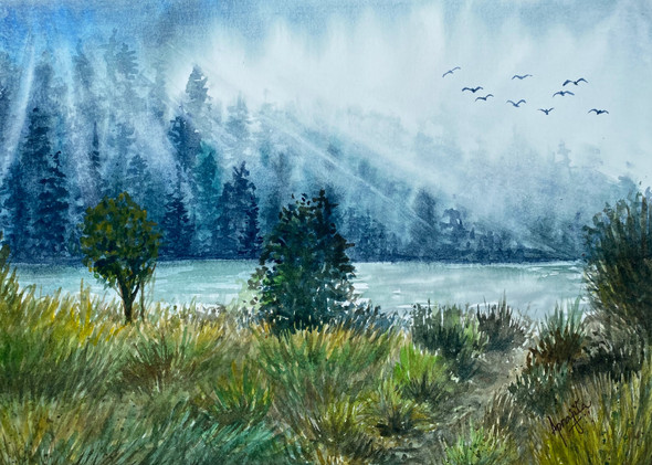 A New Beginning (Original Painting) Watercolor 14x11 By Aprajita Lal