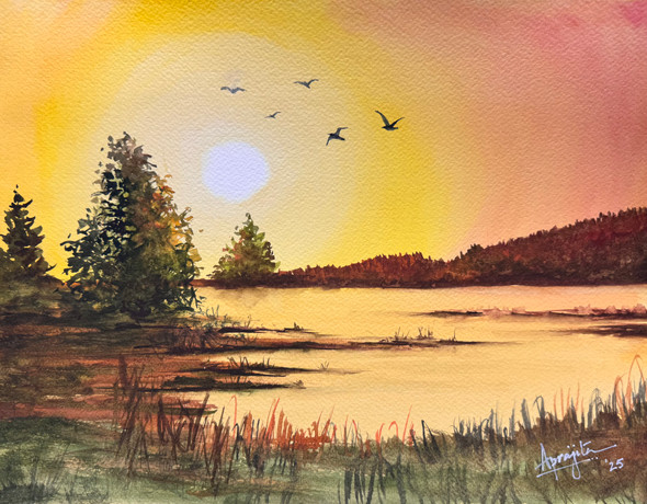 Fleeting Radiance(Original Painting) Watercolor 18x12 By Aprajita Lal