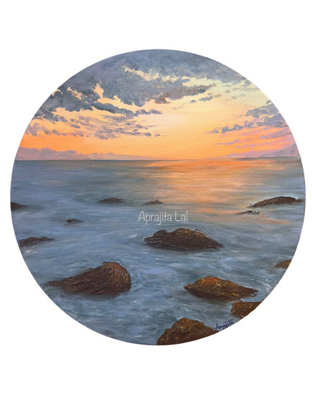 Tranquil Sunset( Original Painting) Acrylic 16x16 By Aprajita Lal