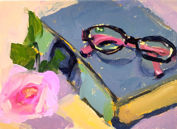 Classic Pastime (Original  Painting) Acrylic on Linen Panel 5x7  By Kristina Sellers