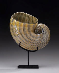 Natural Nautilus Sculpture on Metal Stand by Treg Silkwood