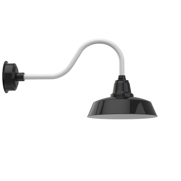 14" Black Shade & Base with Contemporary White LED Barn Light