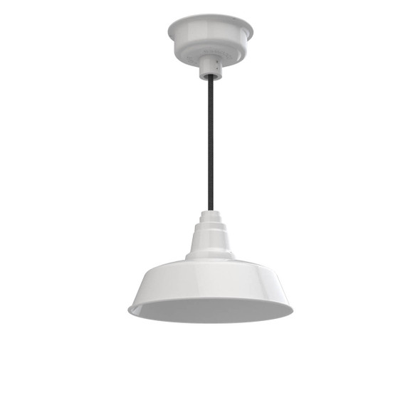 12" Farmhouse LED Pendant Light in White