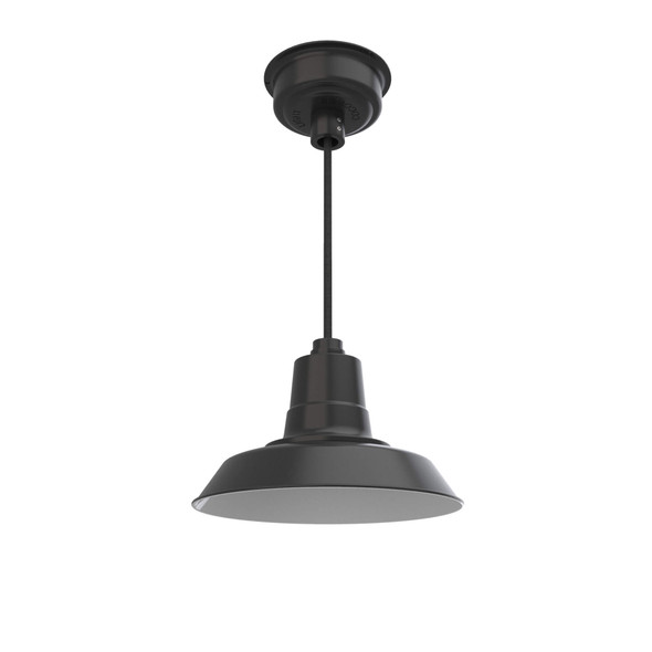 12" vintage pendant light in matte black shade finish