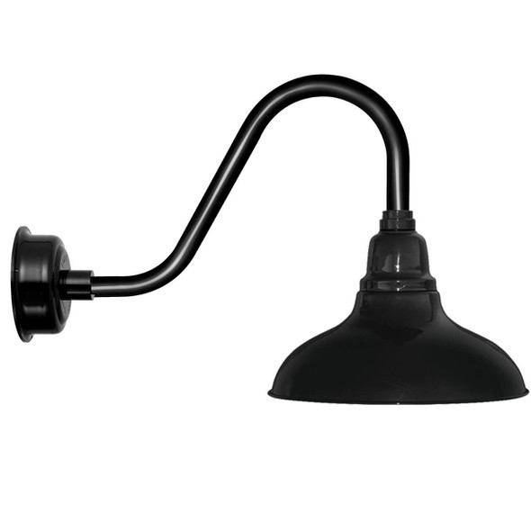12" Dahlia LED Barn Light with Rustic Arm in Black
