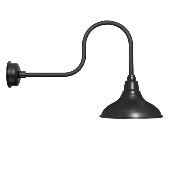 12" Dahlia LED Barn Light with Industrial Arm in Matte Black