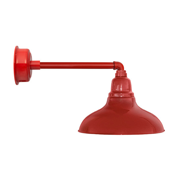 8" Dahlia LED Barn Light with Metropolitan Arm in Cherry Red