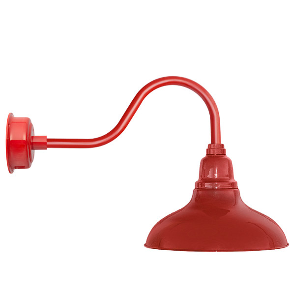 8" Dahlia LED Barn Light with Contemporary Arm in Cherry Red