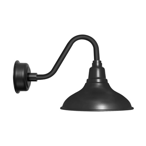 8" Dahlia LED Barn Light with Vintage Arm in Matte Black