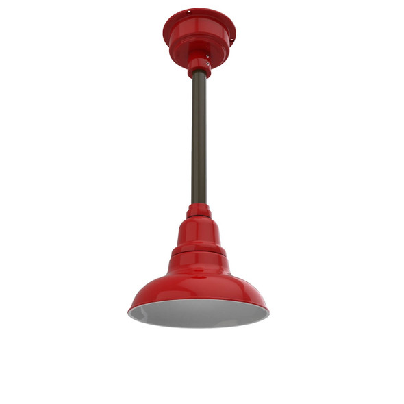 8" Dahlia LED Pendant Barn Light in Cherry Red with Mahogany Bronze Downrod