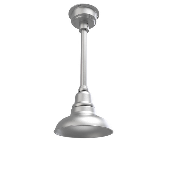 8" Dahlia LED Pendant Barn Light in Galvanized Silver with Galvanized Silver Downrod