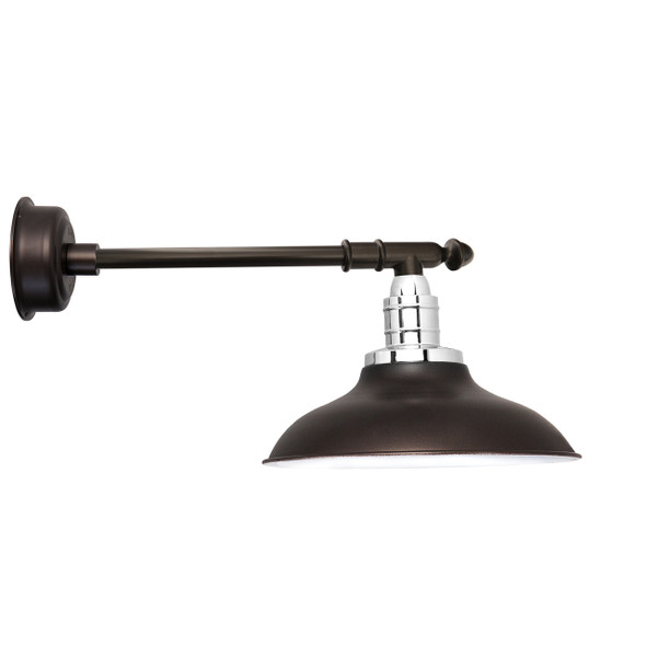 12" Peony LED Barn Light with Victorian Arm - Mahogany Bronze