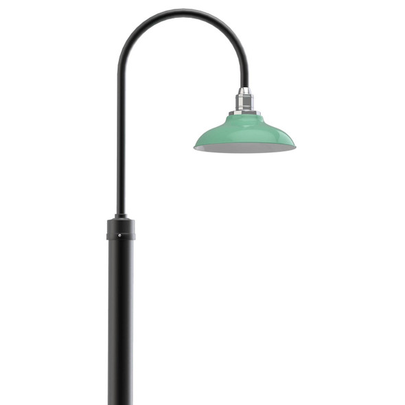 8ft, 11ft or 14ft Peony Barn Post Light with Jade Finish Shade
