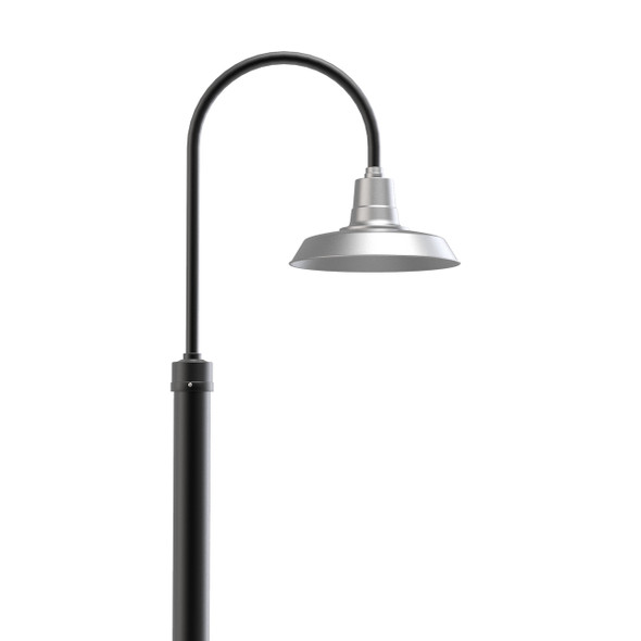 Dahlia Outdoor LED Post Light with Galvanized Silver Shade in 8ft