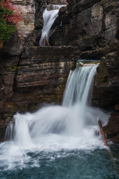 St. Mary's Falls - Glacier National Park by Justin Leveillee