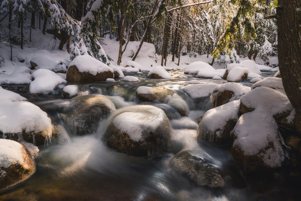 Winters Flow - White Mountain National Forest by Justin Leveillee