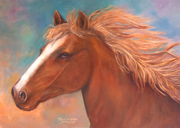 Fire and Wind - horse with flowing mane (Original Painting) - by Teresa Lynn Johnson