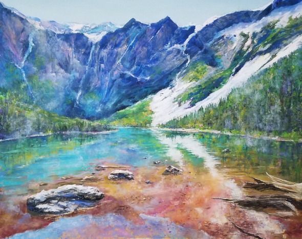 Fog Lifting at Avalanche Lake (Original Painting)- Bob Palmerton