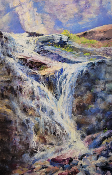 Hidden Lake Falls (Original Pastel Painting) by Bob Palmerton