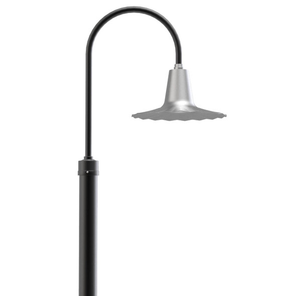 Dahlia Outdoor LED Post Light with Galvanized Silver Shade in 8ft