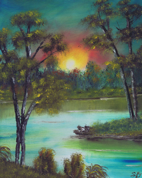 Sunset on the River I (Original Painting) by Samara Doumnande