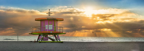 Miami Beach Lifeguard Stand Sunbeams by Lewis Carlyle