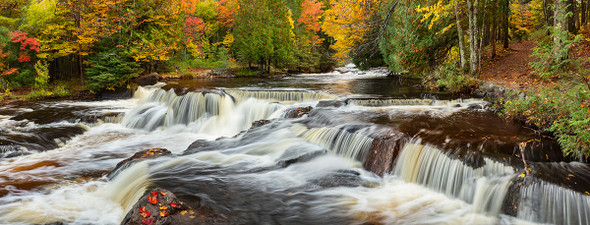 Bond Falls - Waterfall with Fall Colors by Lewis Carlyle