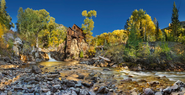 Crystal Mill Panoramic - Colorado Fall Colors by Lewis Carlyle