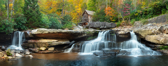 Grist Creek Mill - Babcock State Park Fall Colors by Lewis Carlyle