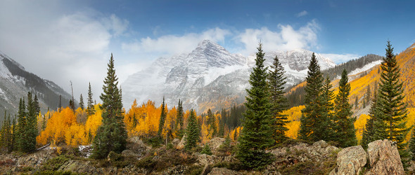Maroon Bells Epic Storm with Fall Colors by Lewis Carlyle
