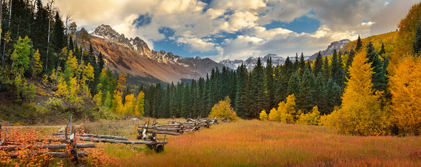 Rocky Mountain Split Rail Fence with Fall Colors by Lewis Carlyle