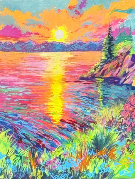 Silent Sunset  (Original Painting) Acrylic on Canvas 18x24 by Michael Grant