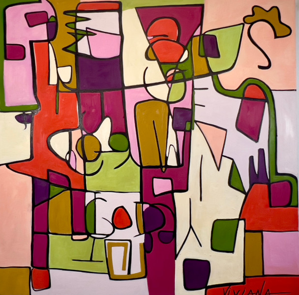 IN THE BEGINNING (Original Painting) Oil on Canvas 48x48 by Viviana Fine Art