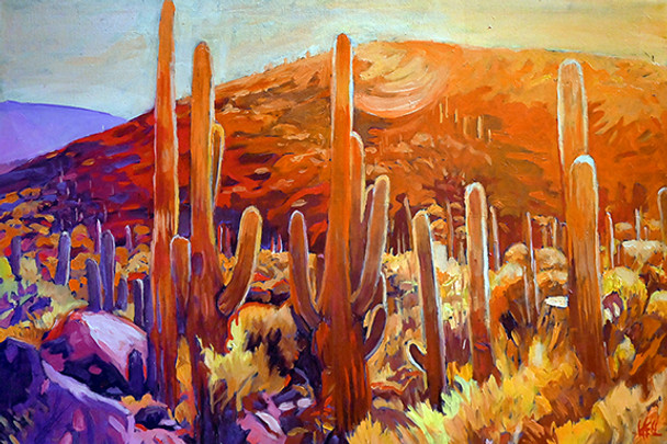 Saguaro Glow (Original Painting) Oil on Canvas 20x30 by Greg Heil