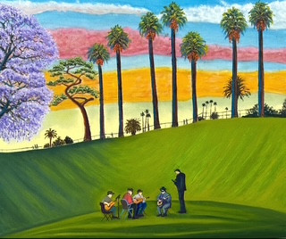 Melody of Park (Original Painting) Oil on Canvas Framed 20x24 by Han Mook Kim