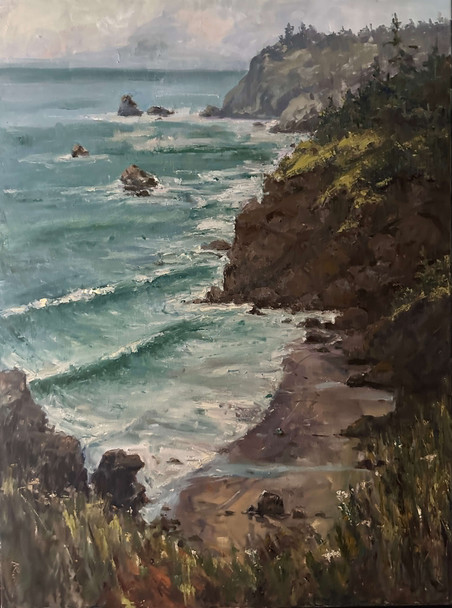 Coastal View (Original Painting) Oil on Canvas 48x36 by Natasha Ramras