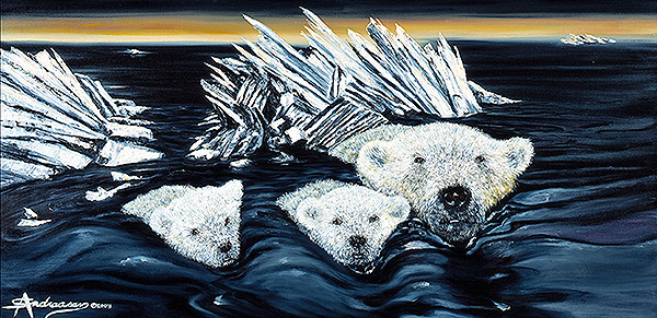 ARCTIC FACES (Original Painting) Oil on Canvas 24 x 48 Unframed by Susan Andreasen
