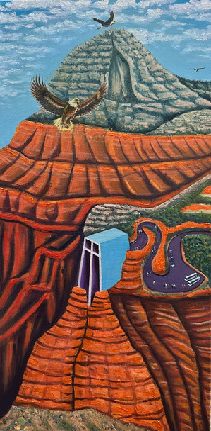 The Chapel of Sedona (Original Painting) Oil on Canvas 24x12 Framed by Han Mook Kim