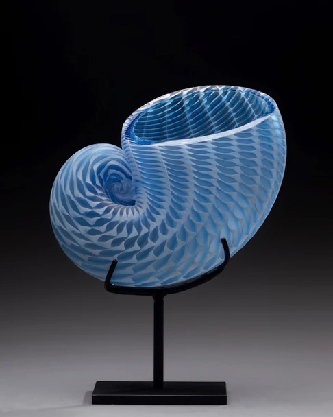 Aquamarine Nautilus on Metal Stand by Treg Silkwood