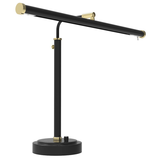 12-16" Ht Adjustable LED Piano Lamp - Black/Brass Accents