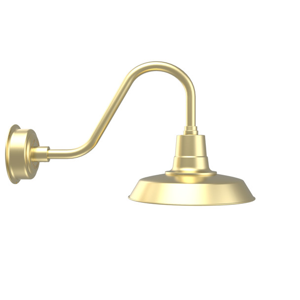 14" Solid Brass with Rustic Gooseneck Arm LED Barn Light