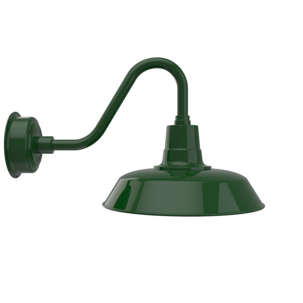 16" Vintage Indoor/Outdoor LED Barn Light with Green Shade