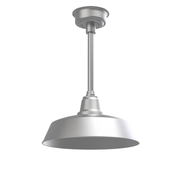 16" Farmhouse LED Pendant Light in Galvanized Silver with Galvanized Silver Downrod