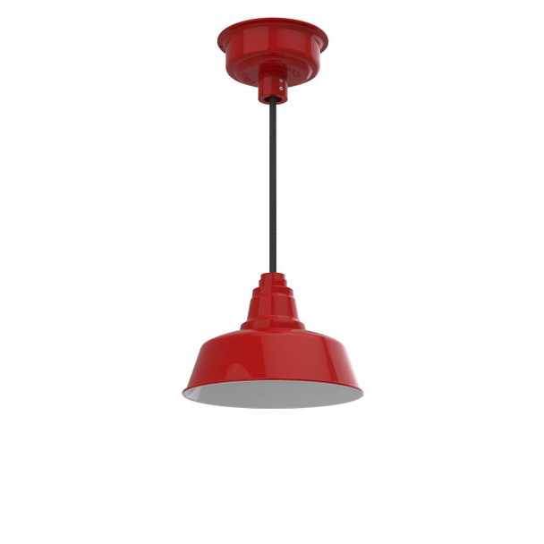 10" Farmhouse LED Pendant Light in Cherry Red