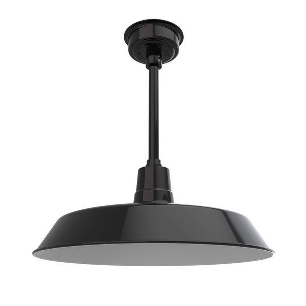 22" Vintage LED Pendant Light in Black with Black Downrod