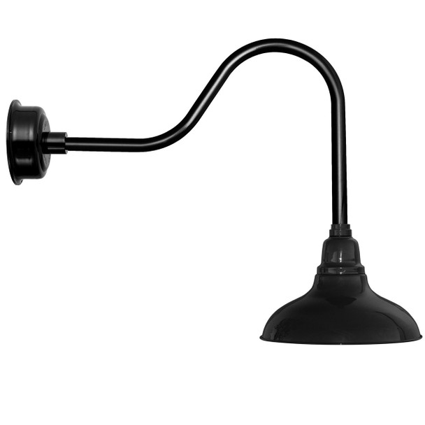 12" Dahlia LED Barn Light with Sleek Arm in Black