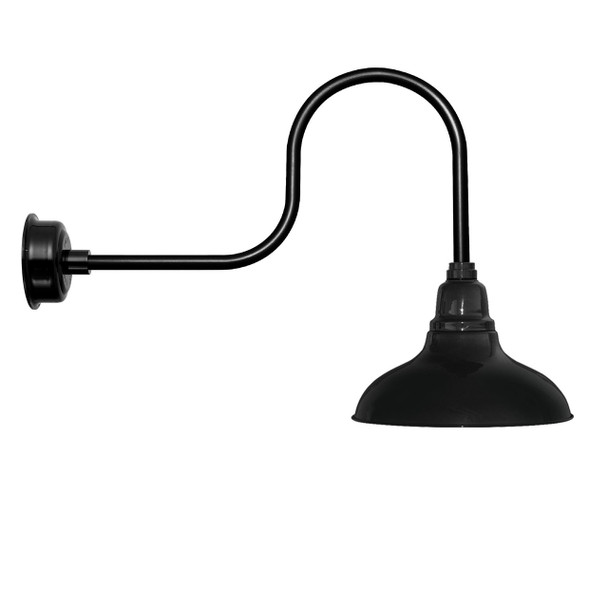 12" Dahlia LED Barn Light with Industrial Arm in Black